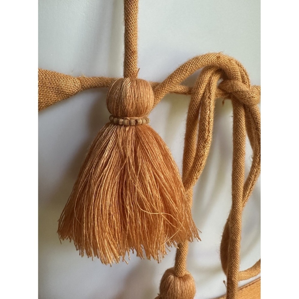 Free People Orange Halter Mini Dress Open Back Tassel Tie Small Viscose Cotton - Picture 6 of 11